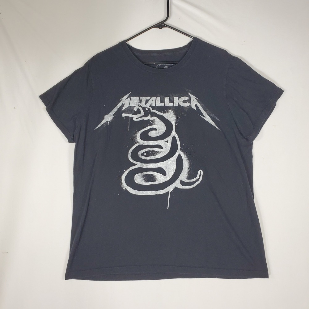 Metallica Black Album Snake Graphic T-Shirt Black Silver XL Band Tee - Picture 7 of 8